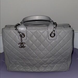 Chanel Silver Quilted Satchel